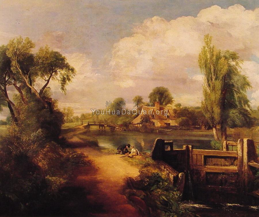 Landscape with Boys Fishing - 约翰·康斯特布尔